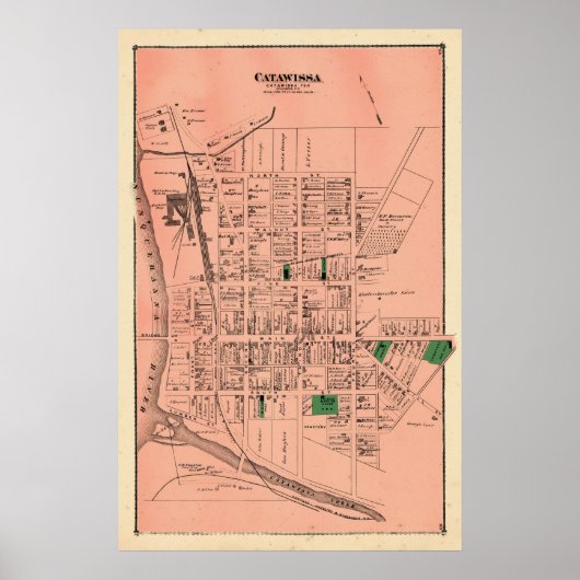Catawissa 1876 Beers Atlas Poster (Voorkant)