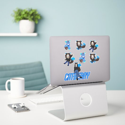 Catberry - Stickers (Laptop op bureau)