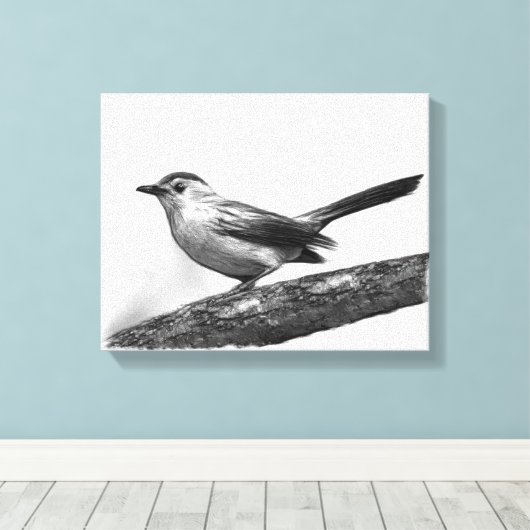 Catbird Canvas Afdruk (Insitu (Houten vloer))