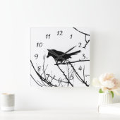 Catbird Silhouette Love Bird Watching Vierkante Klok (Huis)