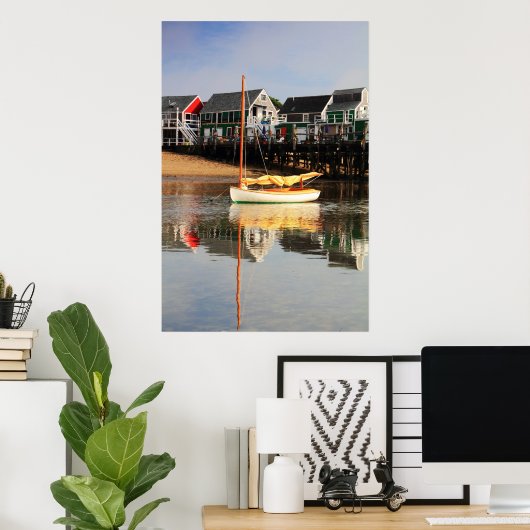Catboot en waterfront, Provincetown MA, kabeljauw Poster (Thuiskantoor)
