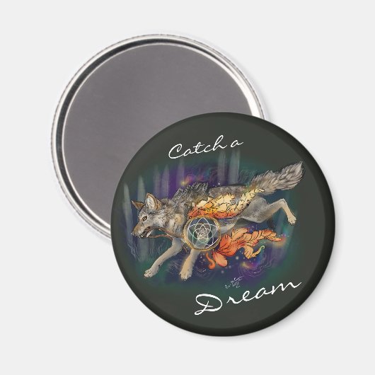 Catch a Dream, Dreamcatcher Wolf~Magnets Magneet (Voorkant / Achterkant)
