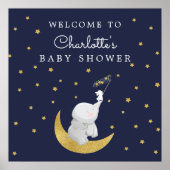 Catch A Star Bunny Elephant Baby Shower Welcome Poster (Voorkant)