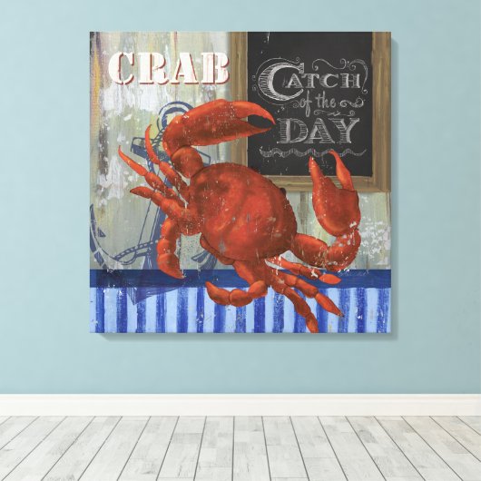 Catch de day Seafood crab Canvas (Insitu (Houten vloer))
