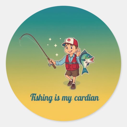 Catch of the Day: Fishing is My Cardian Ronde Sticker (Voorkant)