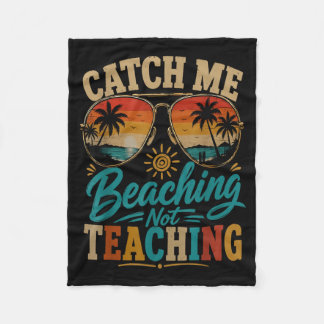 Catch Stranding Niet Lesgeven Retro Strand Leraar Fleece Deken