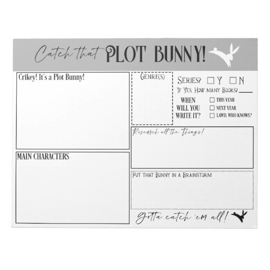 Catch that Plot Bunny Notepad Notitieblok (Voorkant)