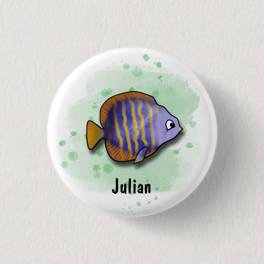 Catch the Fun with Saltwater Fish Ronde Button 3,2 Cm (Voorkant)