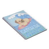 Catch the Wave: Pug Surfer Illustratie Notitieboek (Rechterzijde)