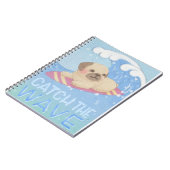 Catch the Wave: Pug Surfer Illustratie Notitieboek (Linkerzijde)