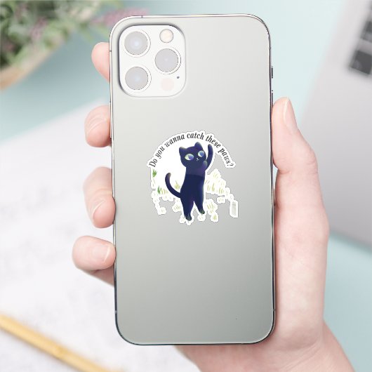 Catch These Paws – Playful Midnight Kitty Sticker (Telefoon)