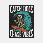Catch Tides Chase Vibes Skeleton Surfer Beach  Fleece Deken (Voorkant)