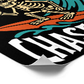 Catch Tides Chase Vibes Skeleton Surfer Beach  Poster (Hoek)