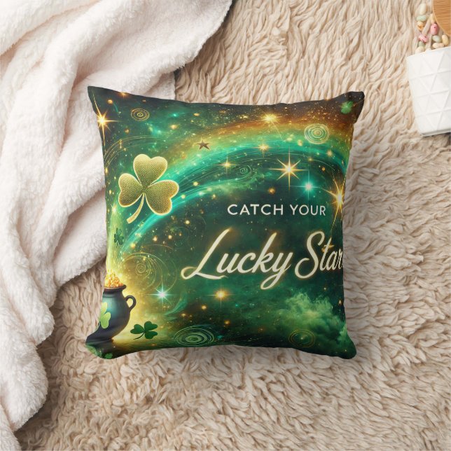 Catch Your Lucky Star Celestial Green Gold Kussen (Deken)