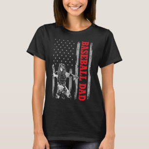 Catcher Baseball for Men American Flag Baseball D T-shirt