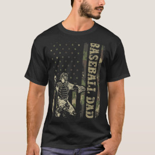 Catcher Baseball Man Baseball Dad Camo American F T-shirt