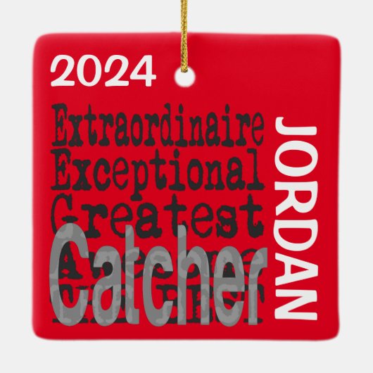 Catcher Extraordinaire CUSTOM Keramisch Ornament (Achterkant)
