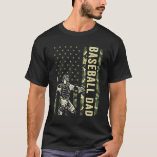 Catcher Honkbal Heren Camo Amerikaanse Vlag Honkba T-shirt