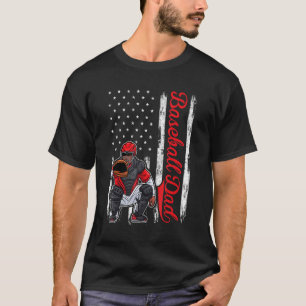 Catcher-honkbal voor mannen honkbal papa Amerikaan T-shirt