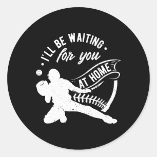 Catcher Ik wacht op je softbal honkbal Ronde Sticker