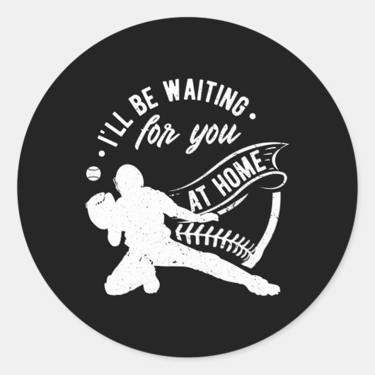 Catcher Ik wacht op je softbal honkbal Ronde Sticker (Voorkant)