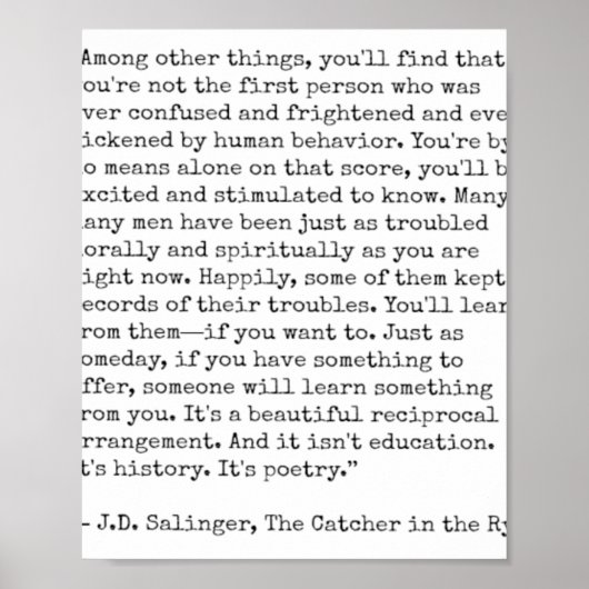 Catcher in de Rye Quote Poster (Voorkant)