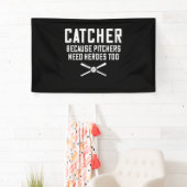 Catcher omdat Pitchers hondenbonen nodig hebben Spandoek (Insitu)