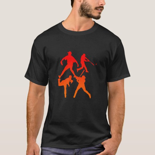 Catcher Pitcher Batter Jongens Heren Retro Honkbal T-shirt (Voorkant)
