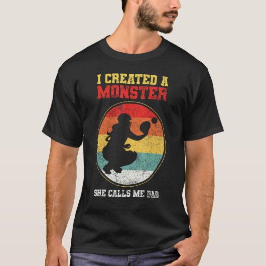 Catcher Softbal Papa Vaderdag 1 T-shirt (Voorkant)