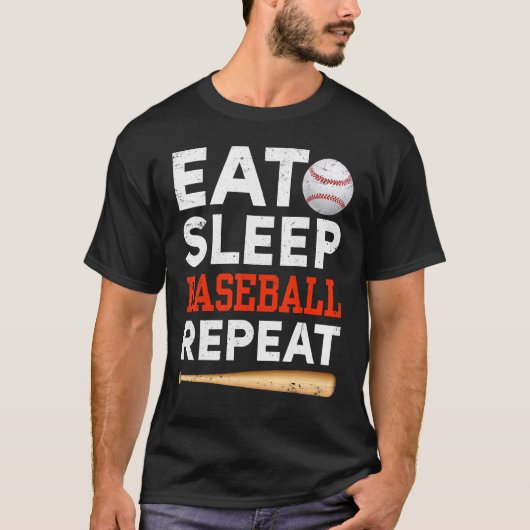 Catcher Werper Baseball Kinderen Eten Slapen Base T-shirt (Voorkant)