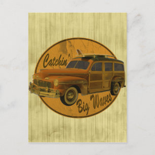 catchin grote golven in woodietan briefkaart