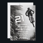 Catching Air - Mountain Bike Sketch 21st Birthday Kaart<br><div class="desc">Deze 21e verjaardagsfeestuitnodiging voor mountainbike bevat een potloodschets van een mountainbike die lucht op een geweldig pad vangt.</div>