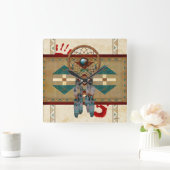 Catching Spirit Native American Vierkante Klok (Huis)