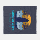 Catching Waves Retro Surfboard Strandkunst Fleece Deken (Voorkant (Horizontaal))