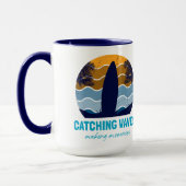 Catching Waves Surfboard Retro Sunset Beach Mok (Links)