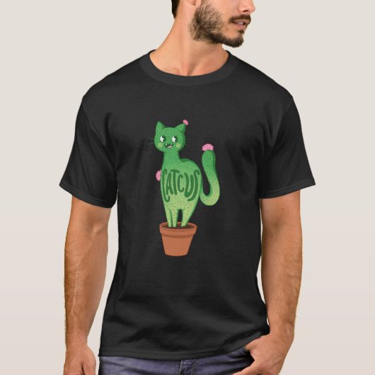 Catcus Cat Cactus Succulent Plants Kitty Cat T-shirt (Voorkant)