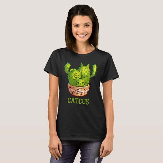 Catcus Cute Cat And Cactus Mexican Cactus Cinco De T-shirt (Voorkant volledig)