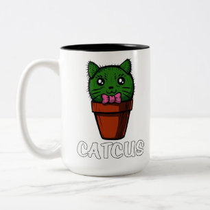 Catcus Funny Cactus Cat Cute Pet Kitten Tweekleurige Koffiemok