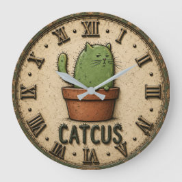Catcus Funny Cactus Cat Grote Klok