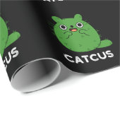 Catcus Funny Cat Cactus Pun Dark BG Cadeaupapier (Rol Hoek)