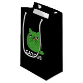 Catcus Funny Cat Cactus Pun Dark BG Klein Cadeauzakje (Voorkant Gekanteld)