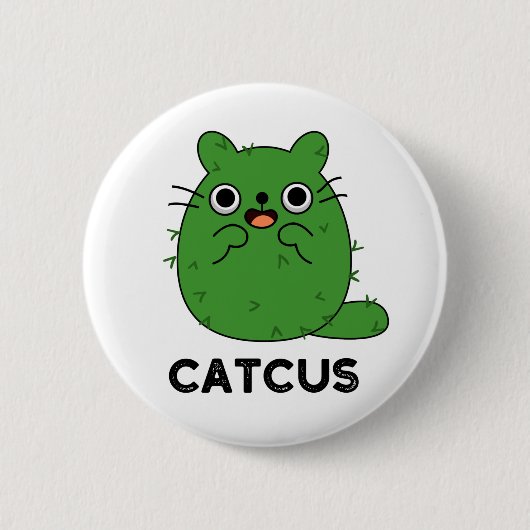 Catcus Funny Cat Cactus Pun Ronde Button 5,7 Cm (Voorkant)