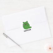 Catcus Funny Cat Cactus Pun Ronde Sticker (Envelop)