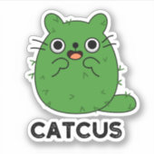 Catcus Funny Cat Cactus Pun Sticker (Voorkant)