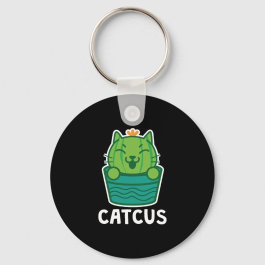 Catcus Funny Cat Lover Succulent Cactus Sleutelhanger (Voorkant)