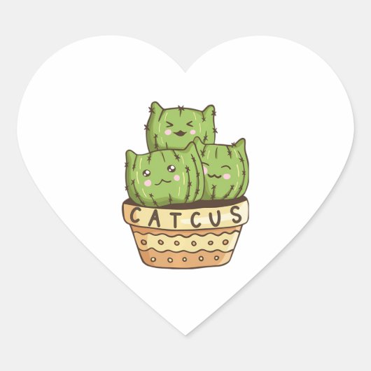 Catcus Grappige kat cactus katten cactussen succul Hart Sticker (Voorkant)
