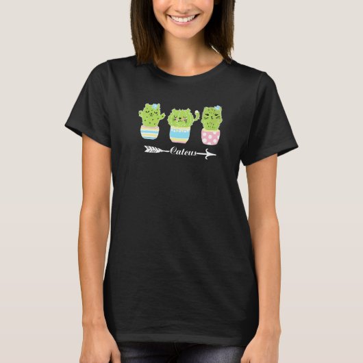 Catcus Women Mannen Cactus Cat Plant Catus Plant T-shirt (Voorkant)