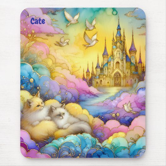 CATE ~ Crystal Castle Clouds Kittens ~ Mousepad Muismat (Voorkant)