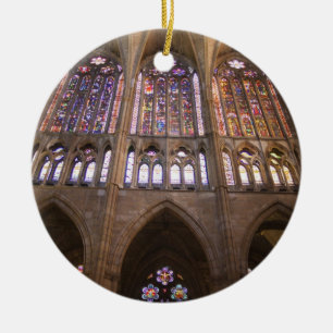 Catedral de Leon, binnenglas met gekleurd glas Keramisch Ornament