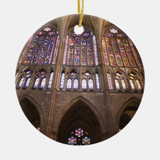 Catedral de Leon, binnenglas met gekleurd glas Keramisch Ornament (Voorkant)